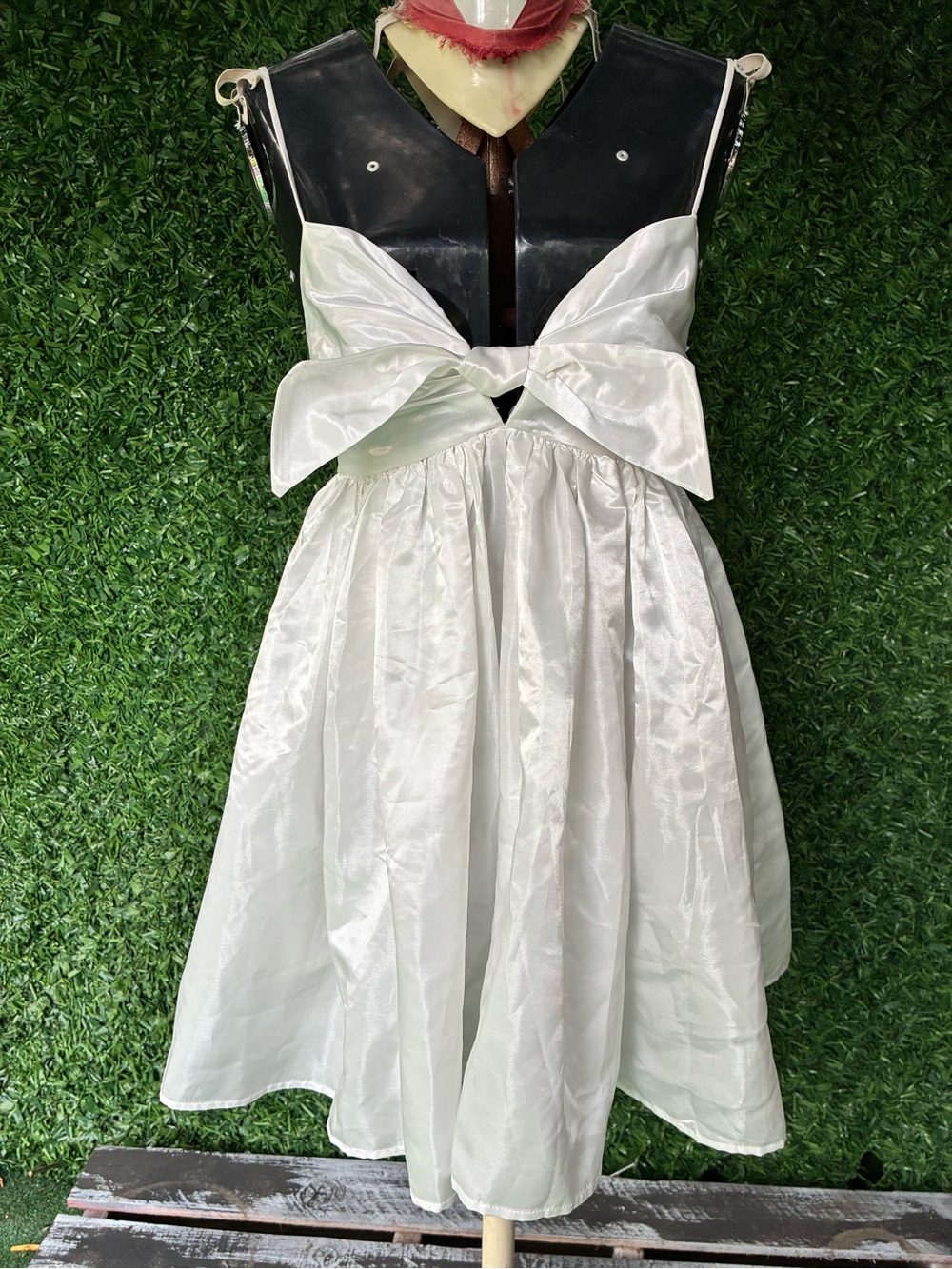 Lulu's White Satin-Look Mini Dress with Bow Back